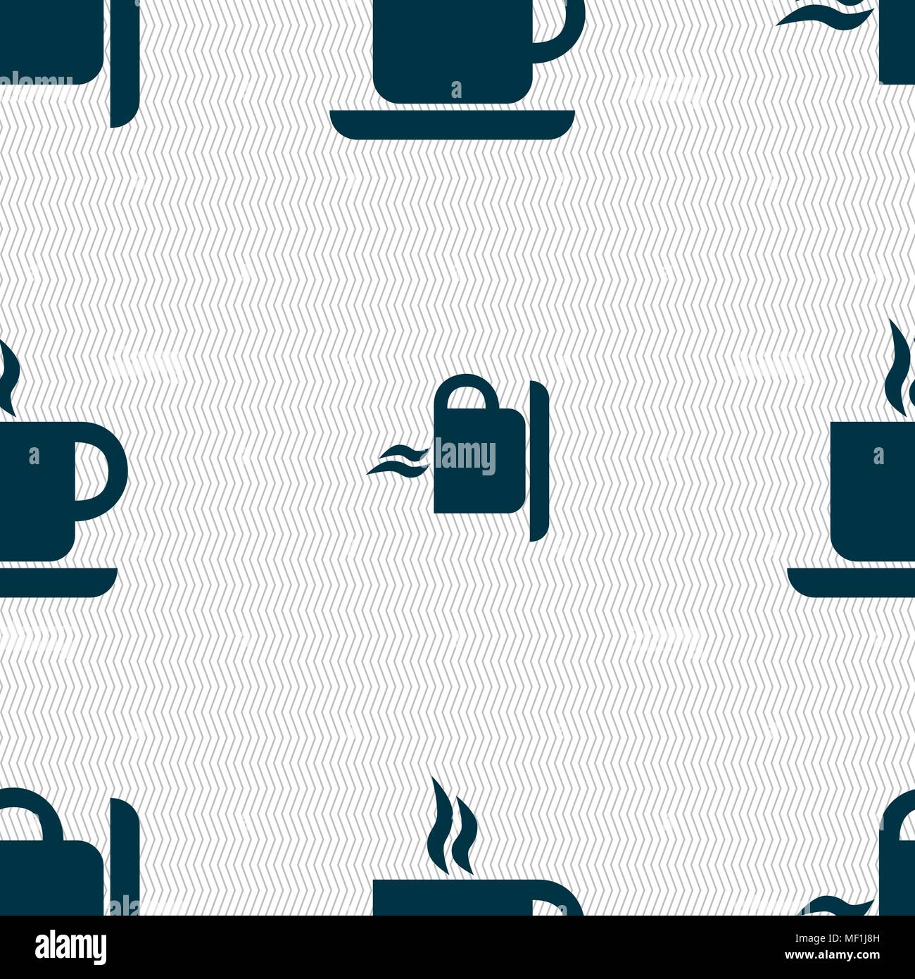 coffee icon sign. Seamless pattern with geometric texture. Vector ...