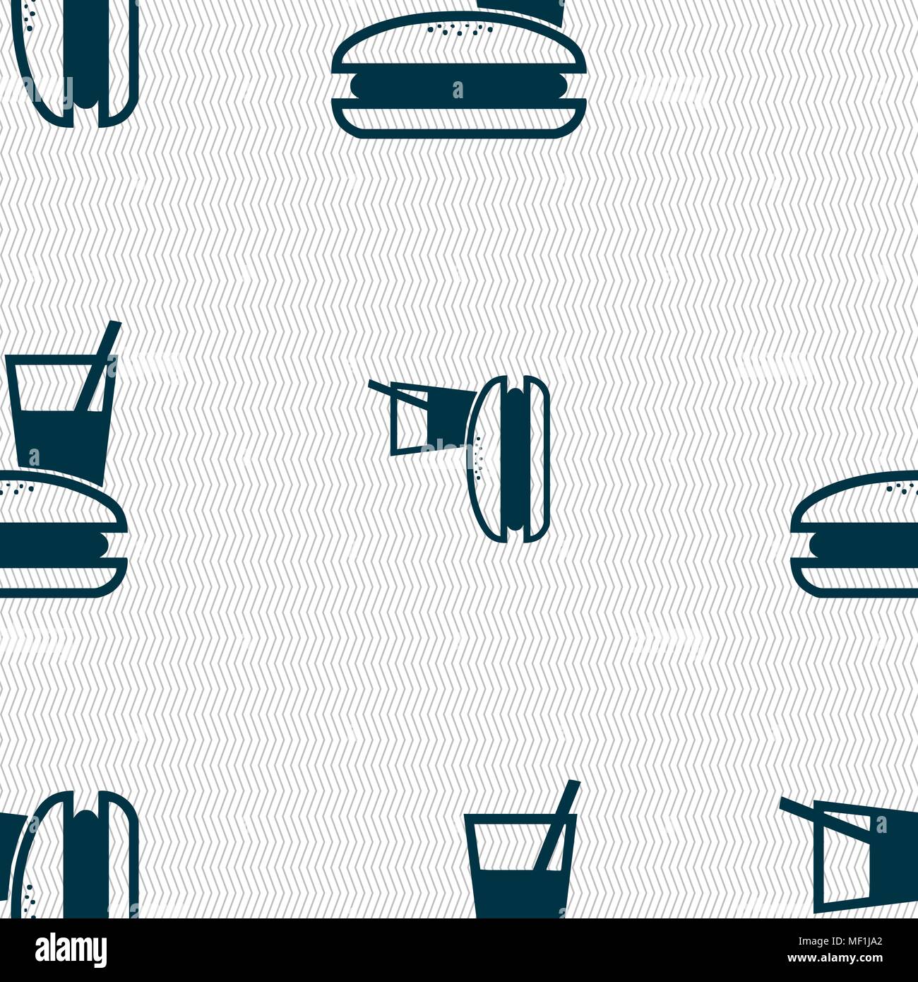 lunch box icon sign. Seamless pattern with geometric texture. Vector illustration Stock Vector