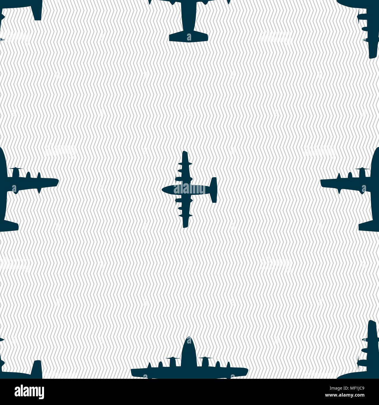 aircraft icon sign. Seamless pattern with geometric texture. Vector illustration Stock Vector