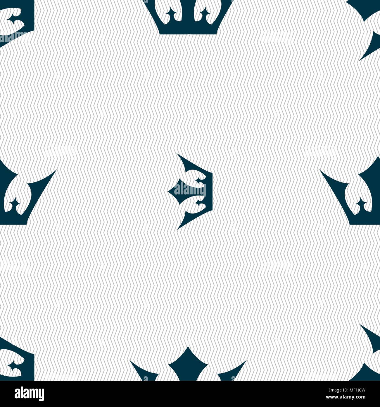 Crown icon sign. Seamless pattern with geometric texture. Vector illustration Stock Vector