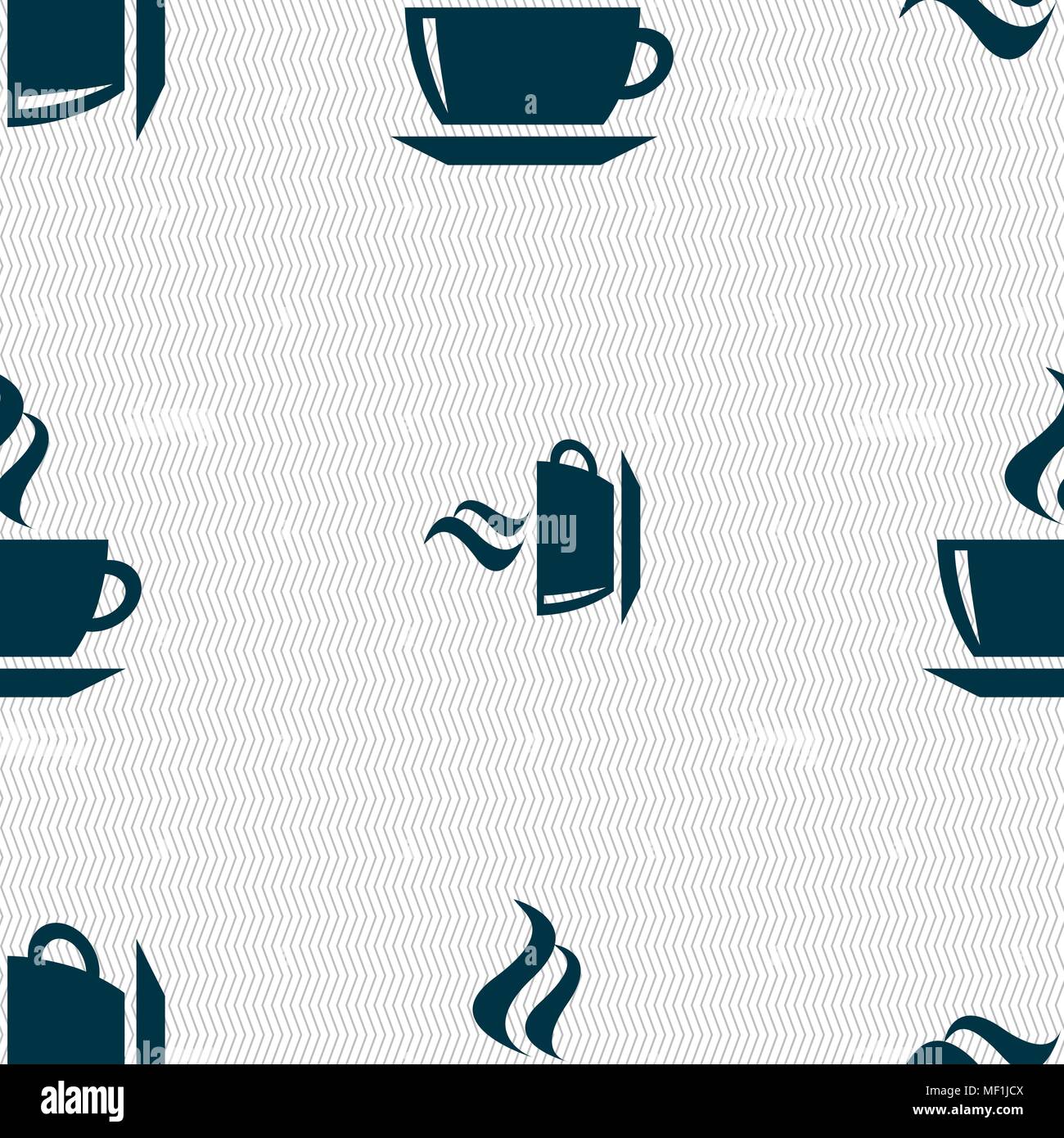 tea, coffee icon sign. Seamless pattern with geometric texture. Vector illustration Stock Vector