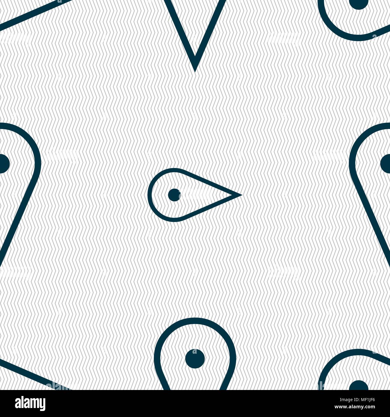 map poiner icon sign. Seamless pattern with geometric texture. Vector illustration Stock Vector