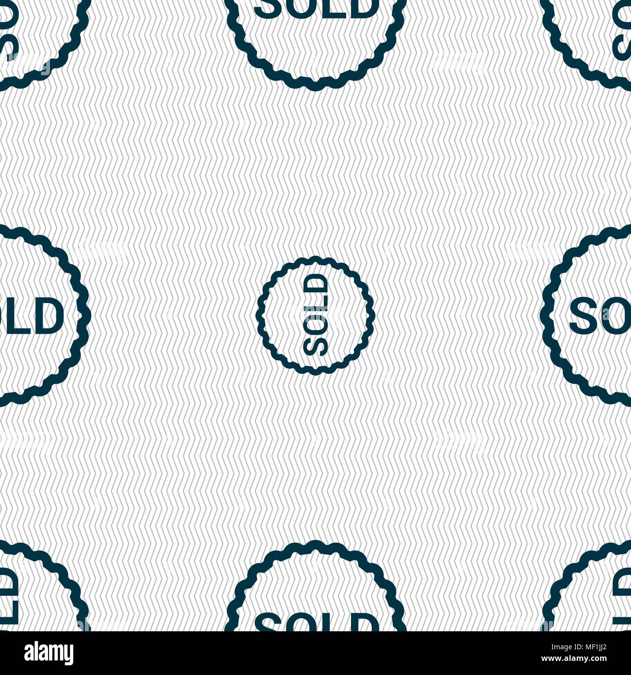 Sold icon sign. Seamless pattern with geometric texture. Vector ...