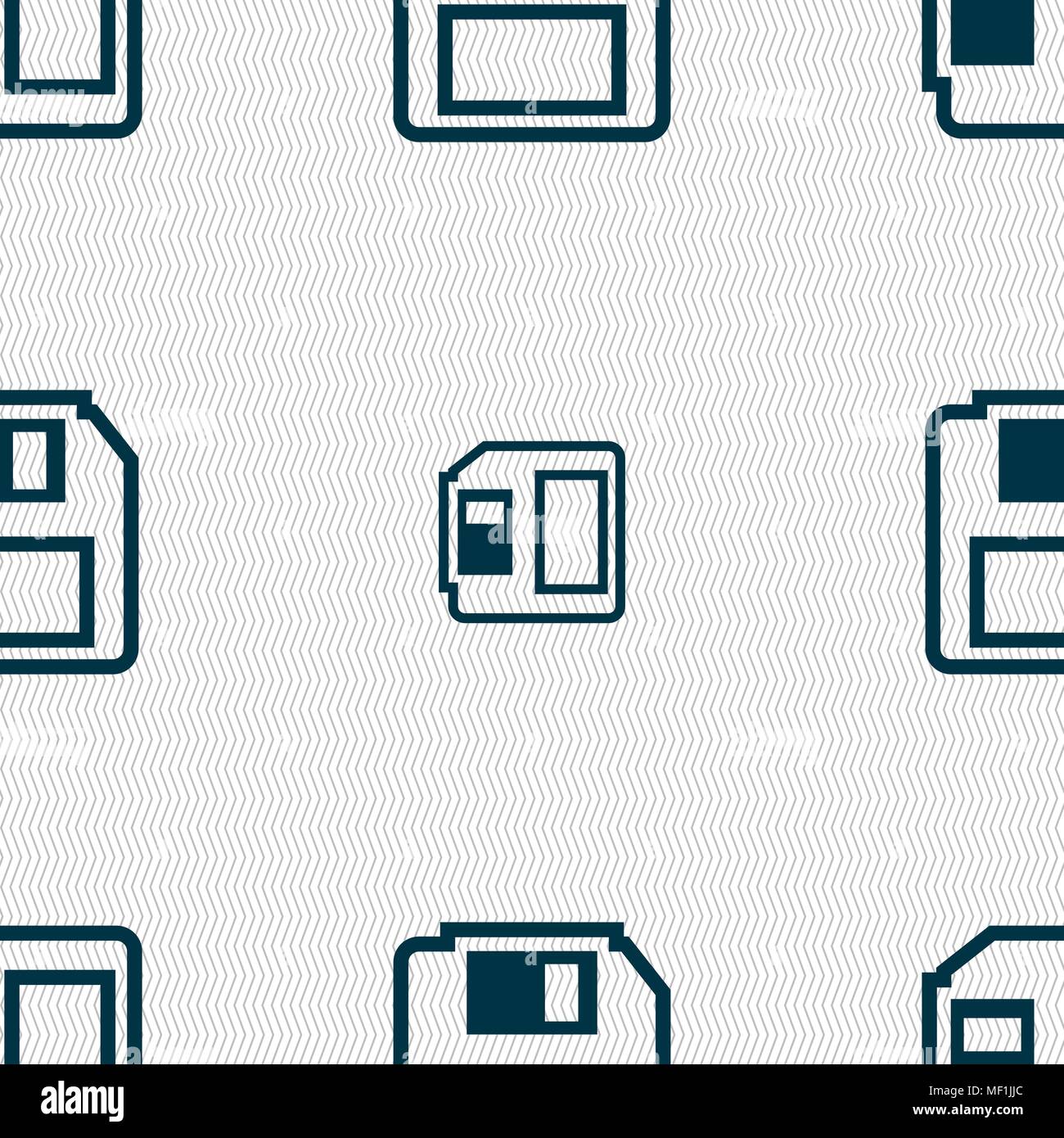 floppy disk icon sign. Seamless pattern with geometric texture. Vector illustration Stock Vector