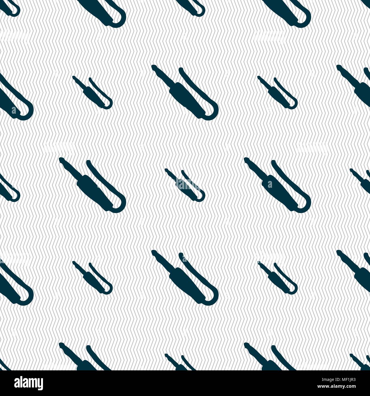 plug, mini jack icon sign. Seamless pattern with geometric texture. Vector illustration Stock Vector