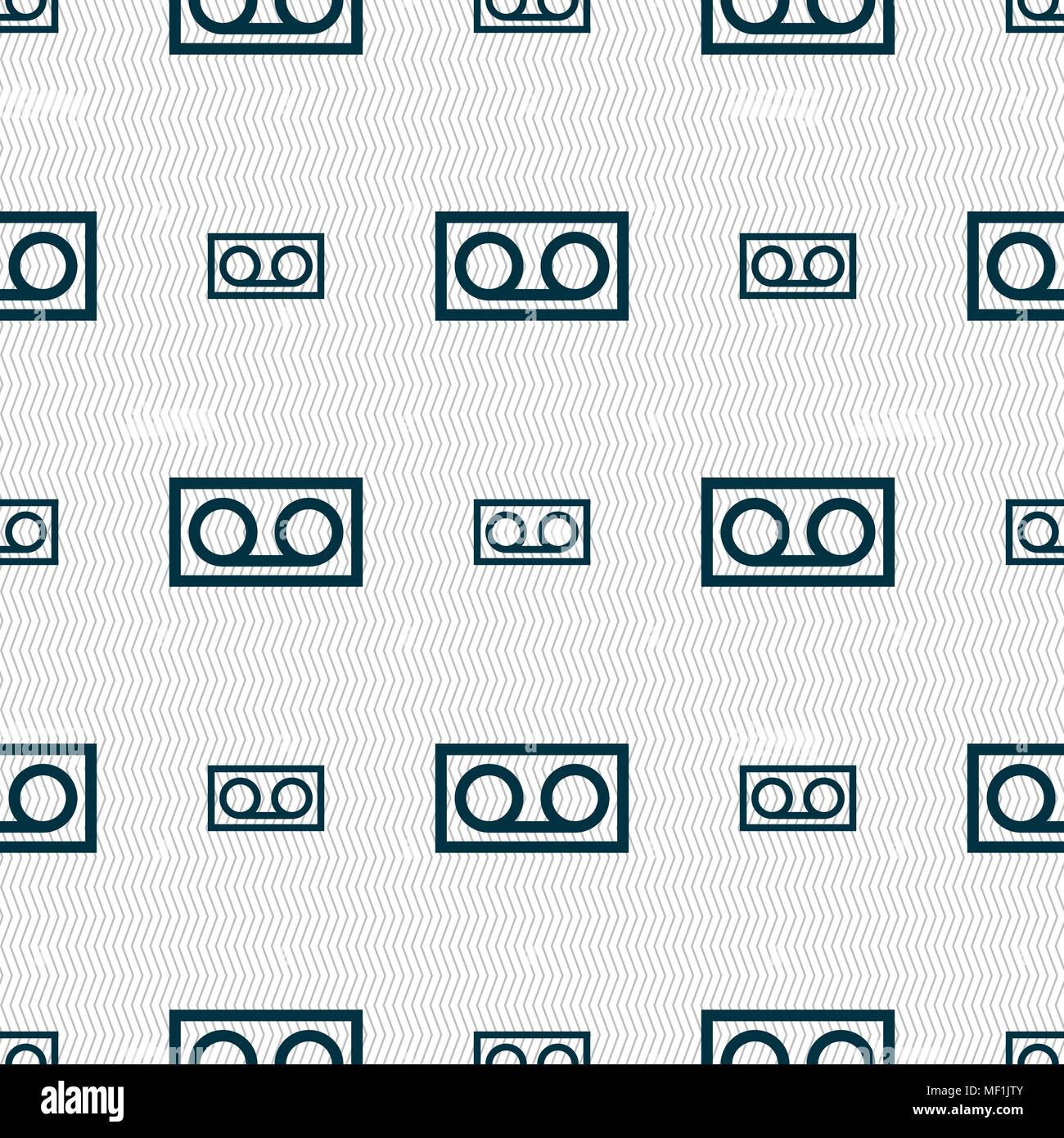 audio cassette icon sign. Seamless pattern with geometric texture. Vector illustration Stock Vector