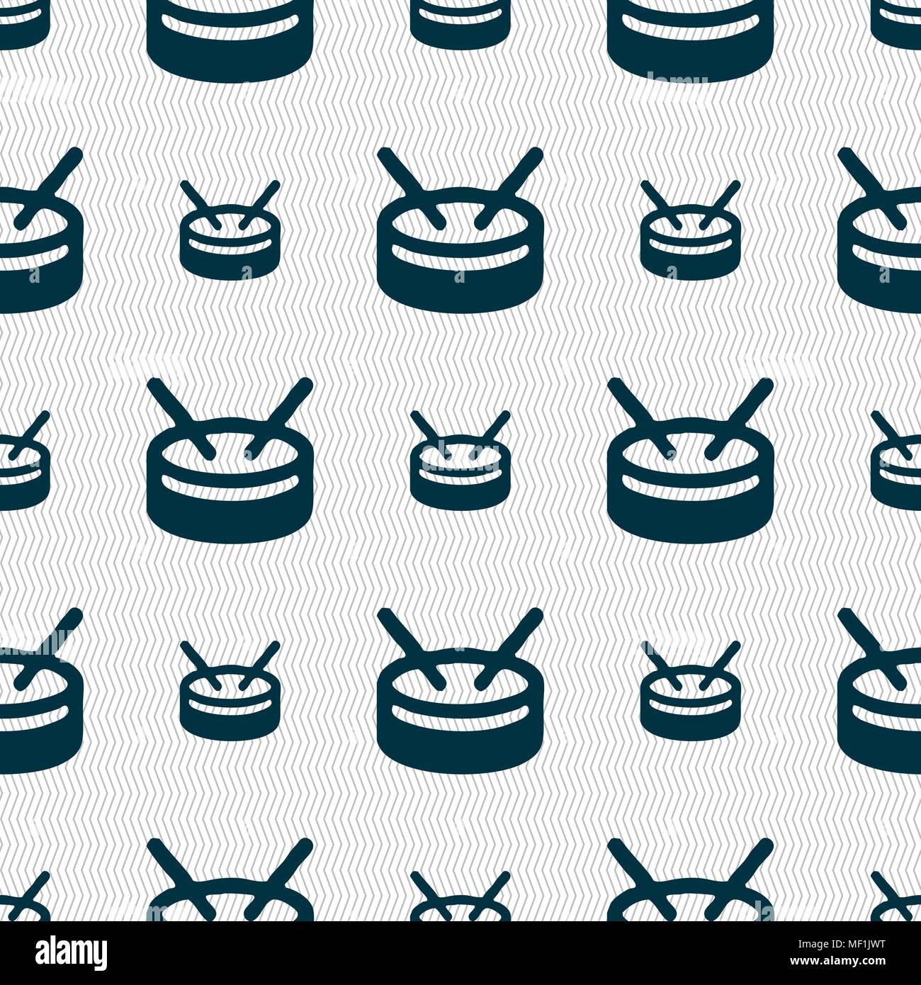 drum icon sign. Seamless pattern with geometric texture. Vector illustration Stock Vector