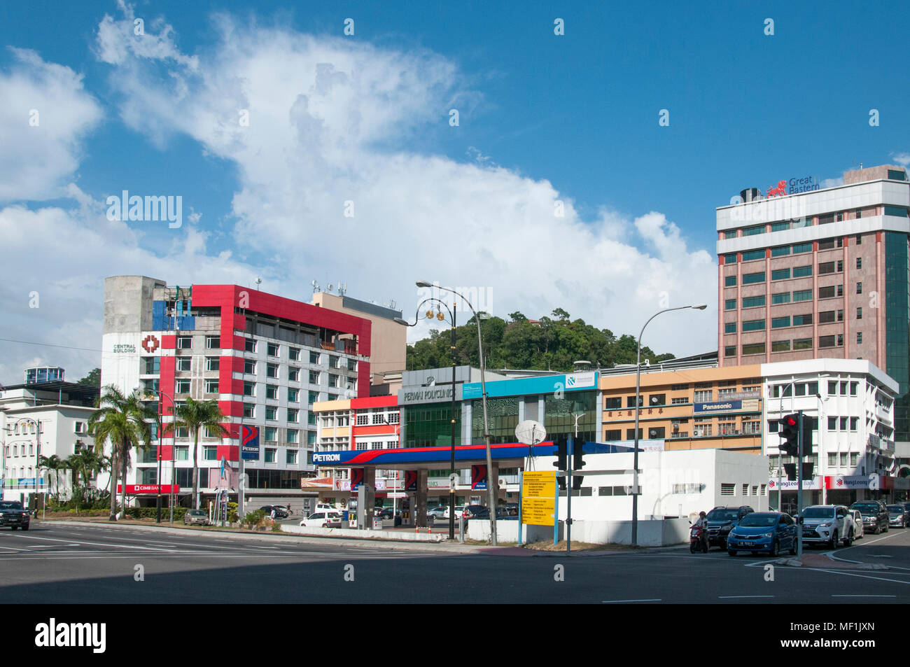 City centre streetscape, Kota Kinabalu, Sabah, Malaysian Borneo Stock Photo