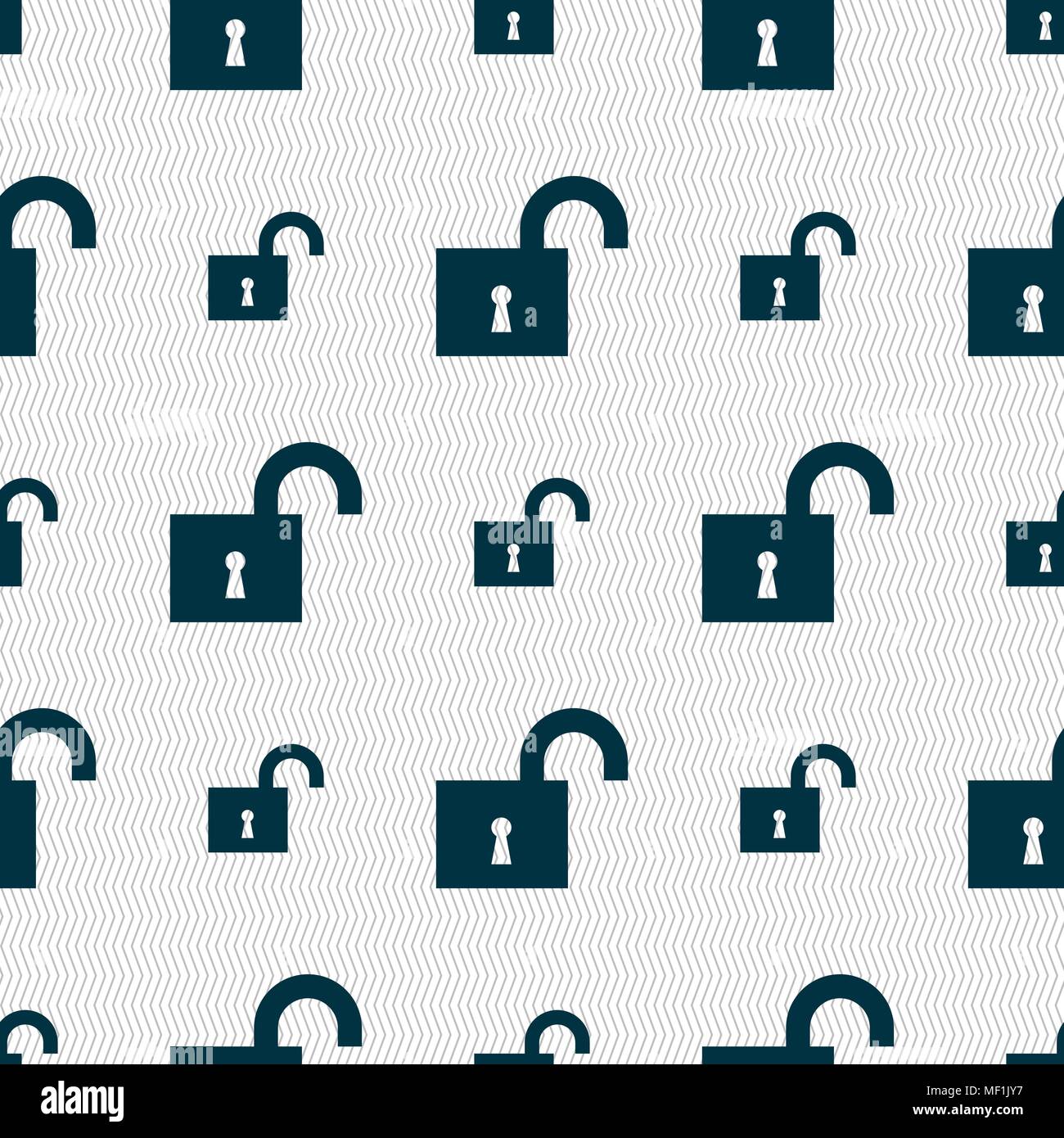open lock icon sign. Seamless pattern with geometric texture. Vector illustration Stock Vector