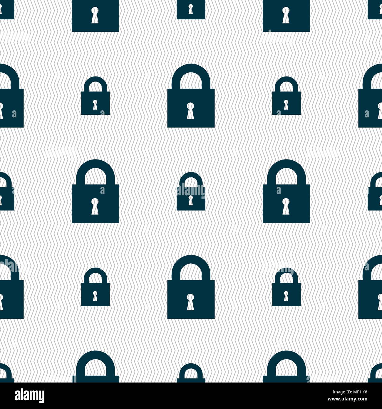 closed lock icon sign. Seamless pattern with geometric texture. Vector illustration Stock Vector