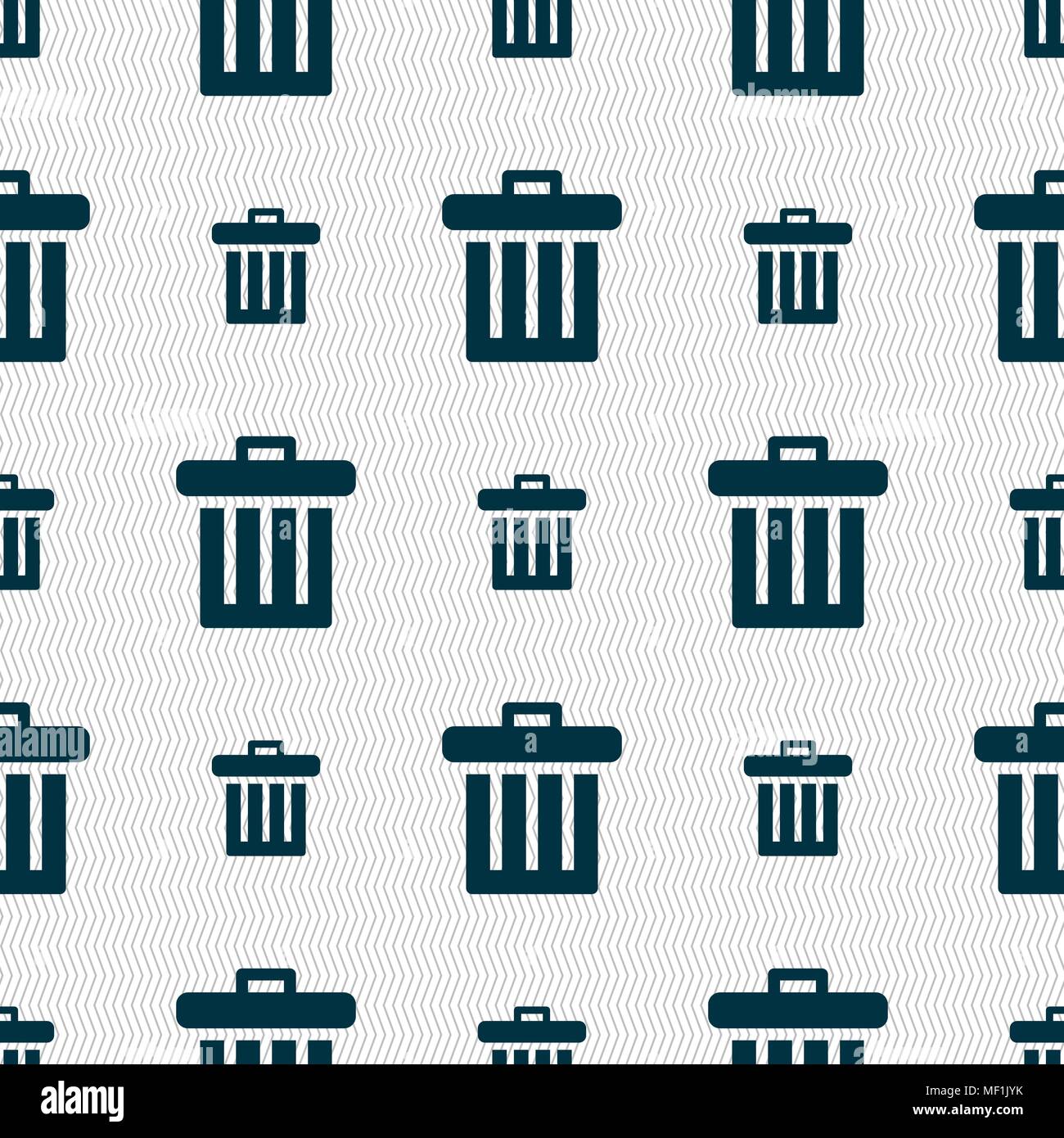 Recycle bin icon sign. Seamless pattern with geometric texture. Vector ...