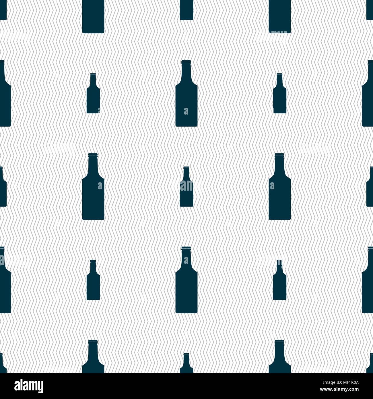 bottle icon sign. Seamless pattern with geometric texture. Vector illustration Stock Vector