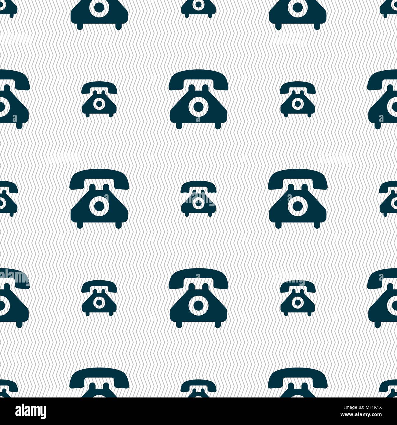 retro telephone handset icon sign. Seamless pattern with geometric ...