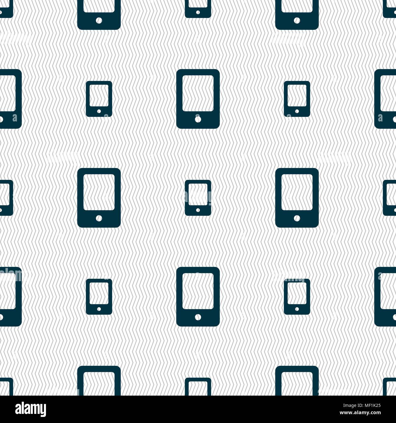 Tablet icon sign. Seamless pattern with geometric texture. Vector illustration Stock Vector