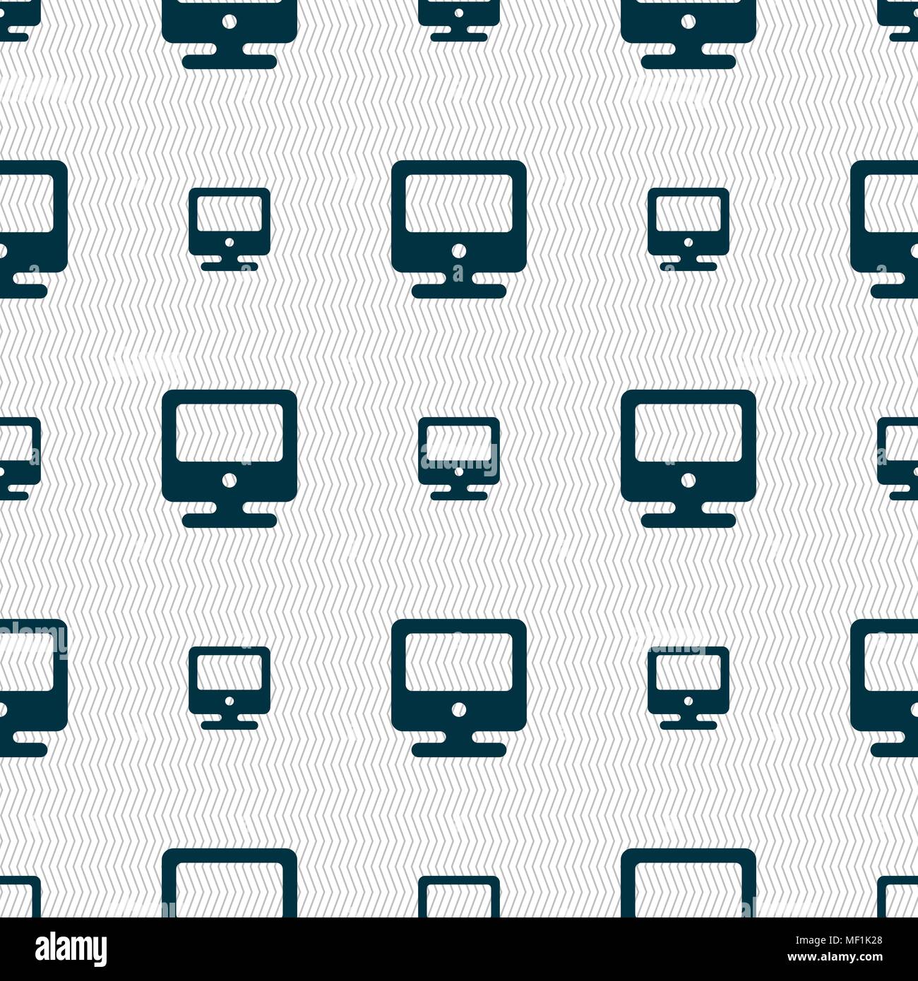 monitor icon sign. Seamless pattern with geometric texture. Vector illustration Stock Vector