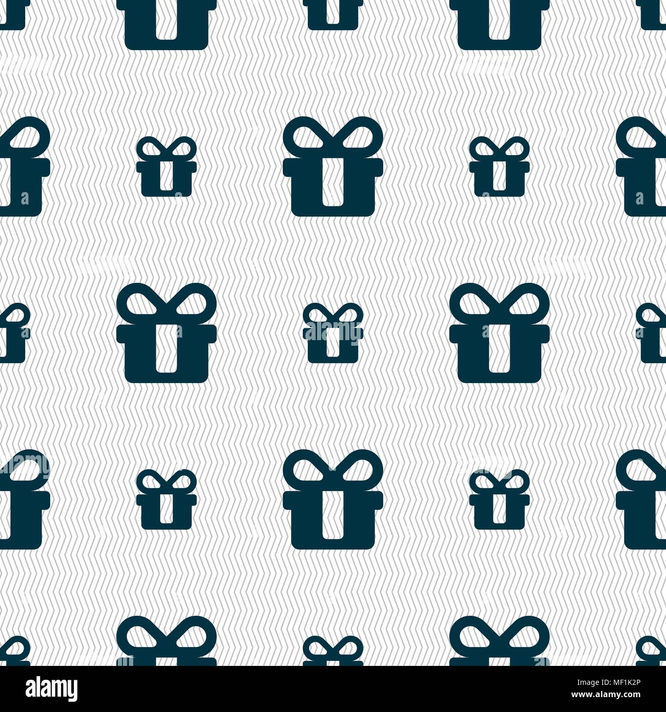 gift icon sign. Seamless pattern with geometric texture. Vector illustration Stock Vector