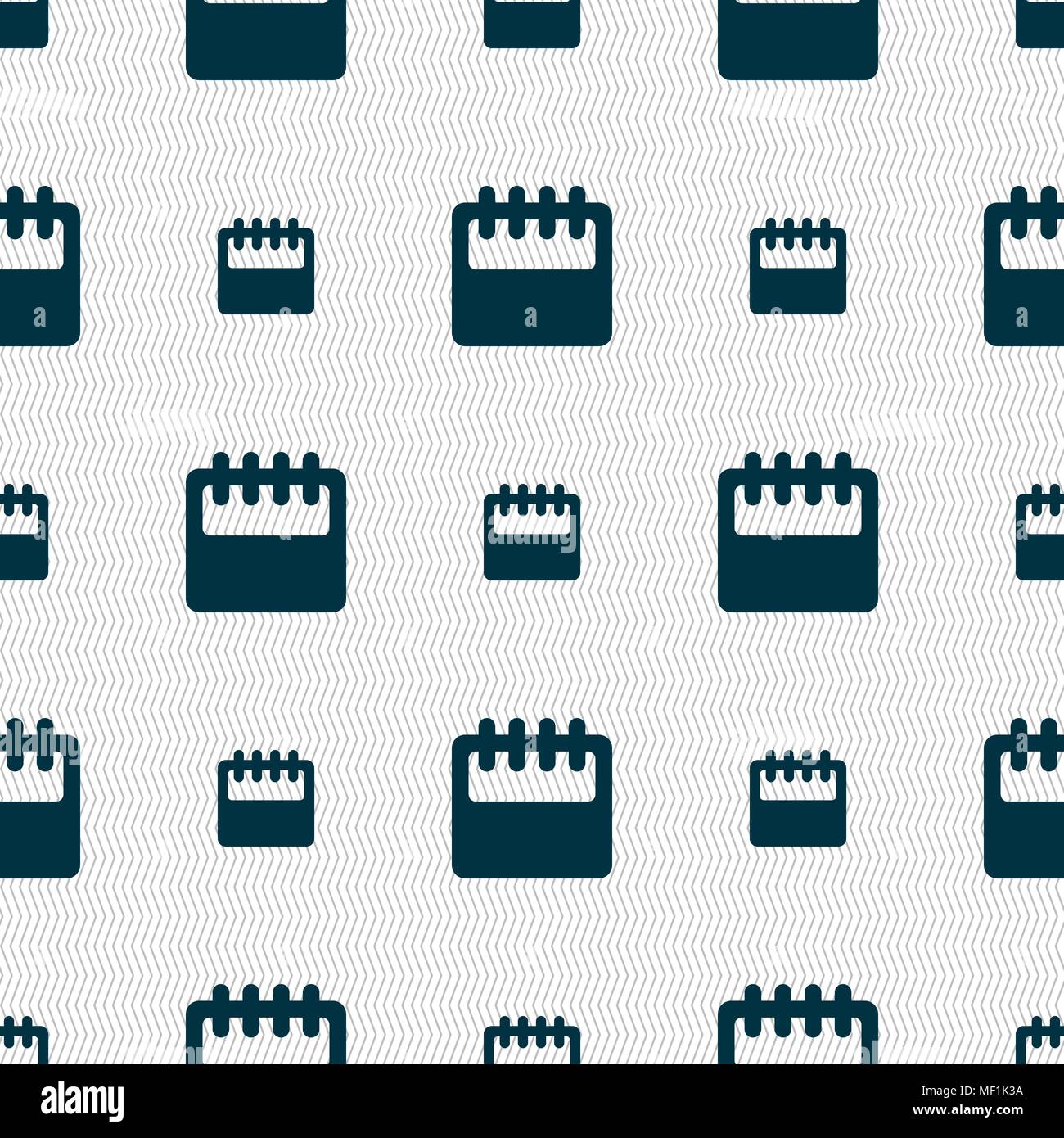 Notepad, calendar icon sign. Seamless pattern with geometric texture. Vector illustration Stock Vector