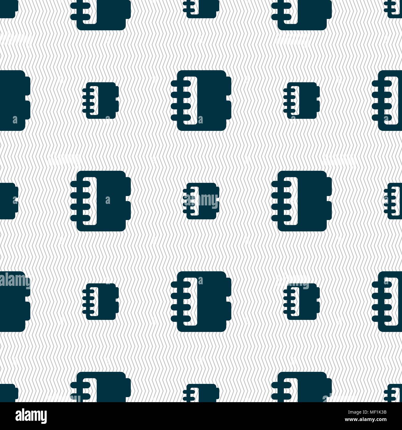 Notepad, calendar icon sign. Seamless pattern with geometric texture. Vector illustration Stock Vector