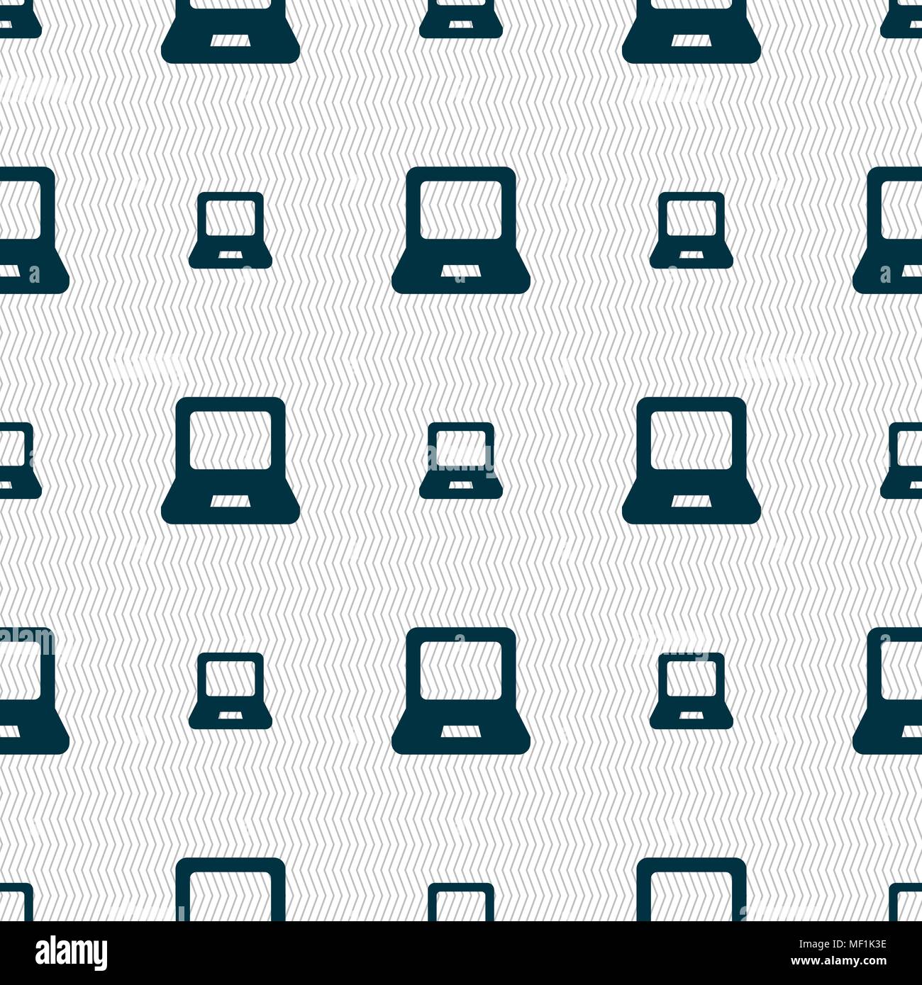 Laptop icon sign. Seamless pattern with geometric texture. Vector ...