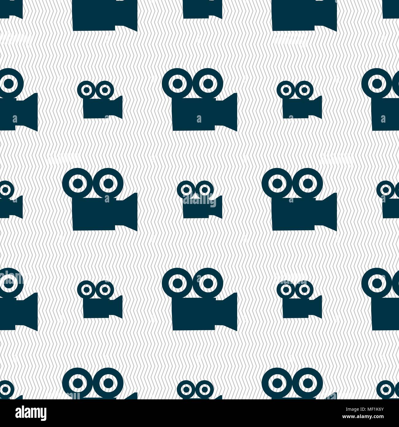 video camera icon sign. Seamless pattern with geometric texture. Vector illustration Stock Vector