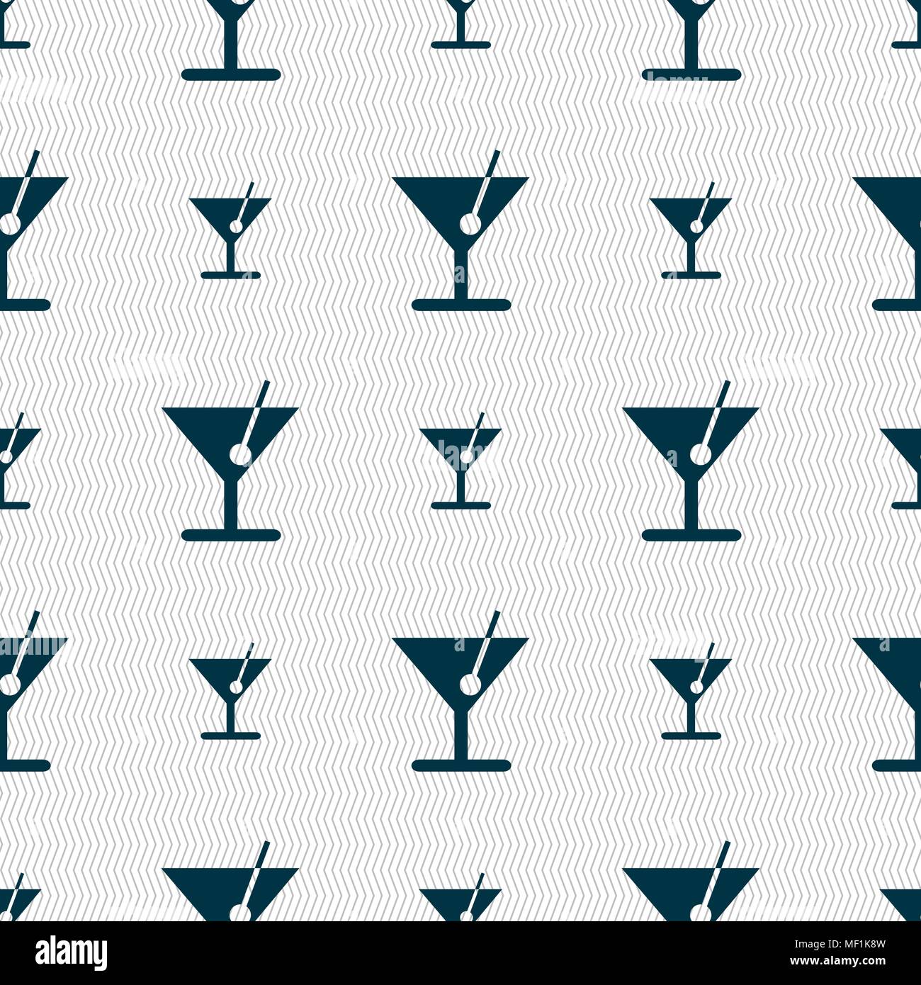 cocktail icon sign. Seamless pattern with geometric texture. Vector illustration Stock Vector