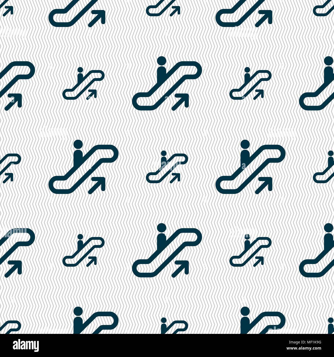 elevator, Escalator, Staircase icon sign. Seamless pattern with geometric texture. Vector illustration Stock Vector