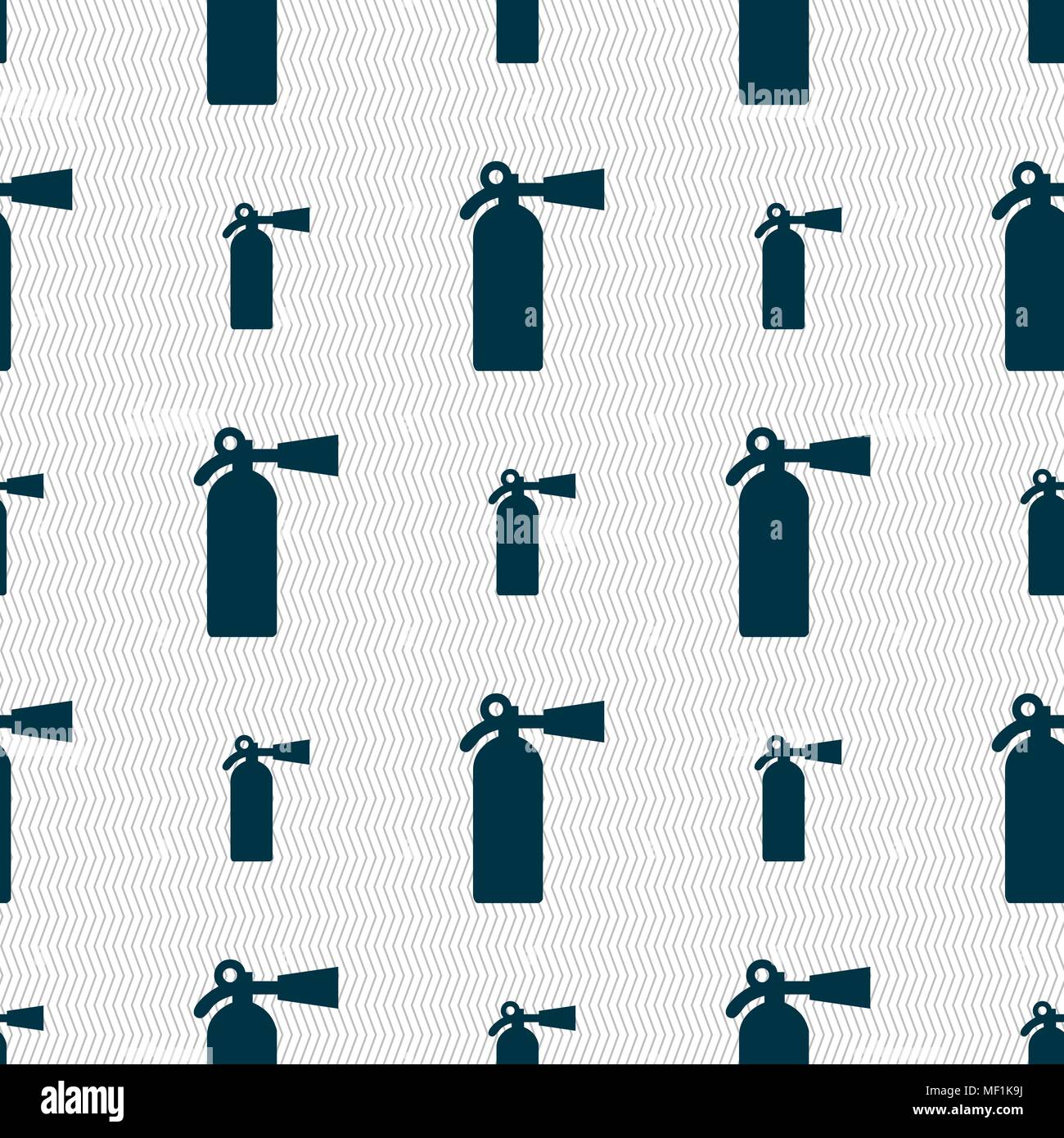extinguisher icon sign. Seamless pattern with geometric texture. Vector illustration Stock Vector