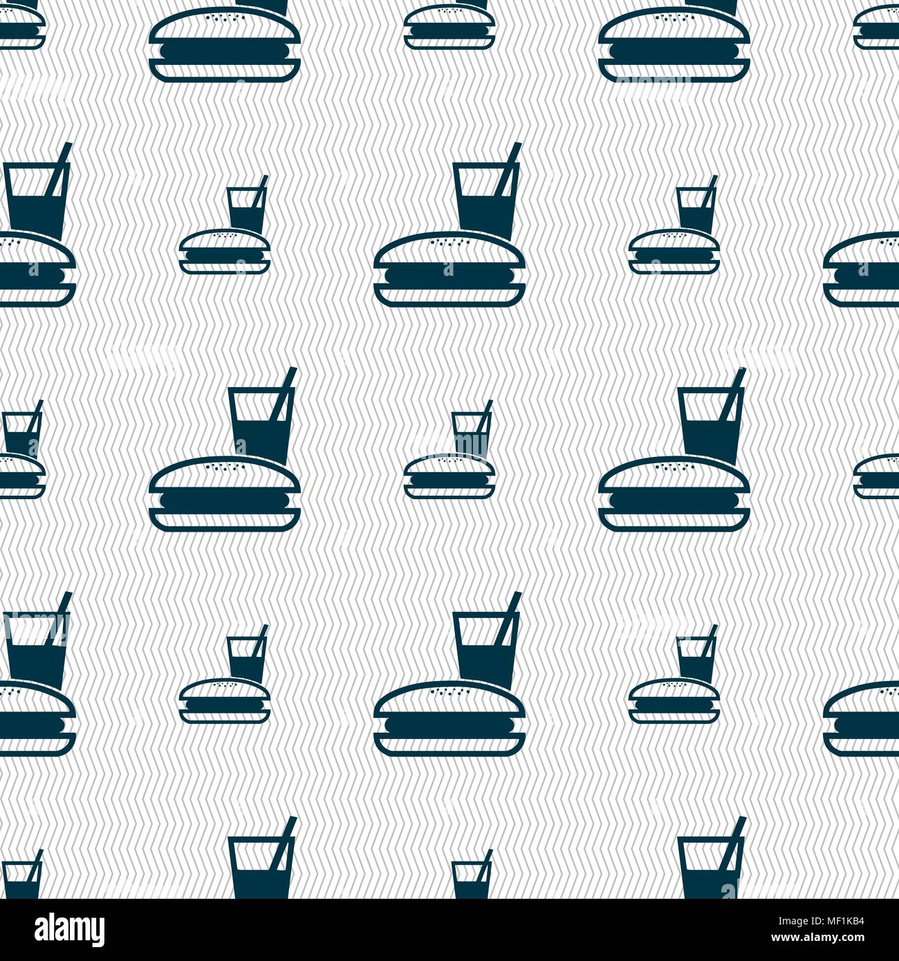 lunch box icon sign. Seamless pattern with geometric texture. Vector illustration Stock Vector