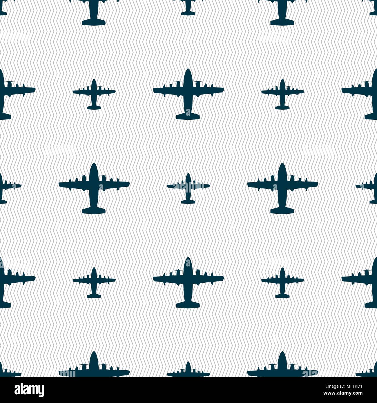 aircraft icon sign. Seamless pattern with geometric texture. Vector illustration Stock Vector