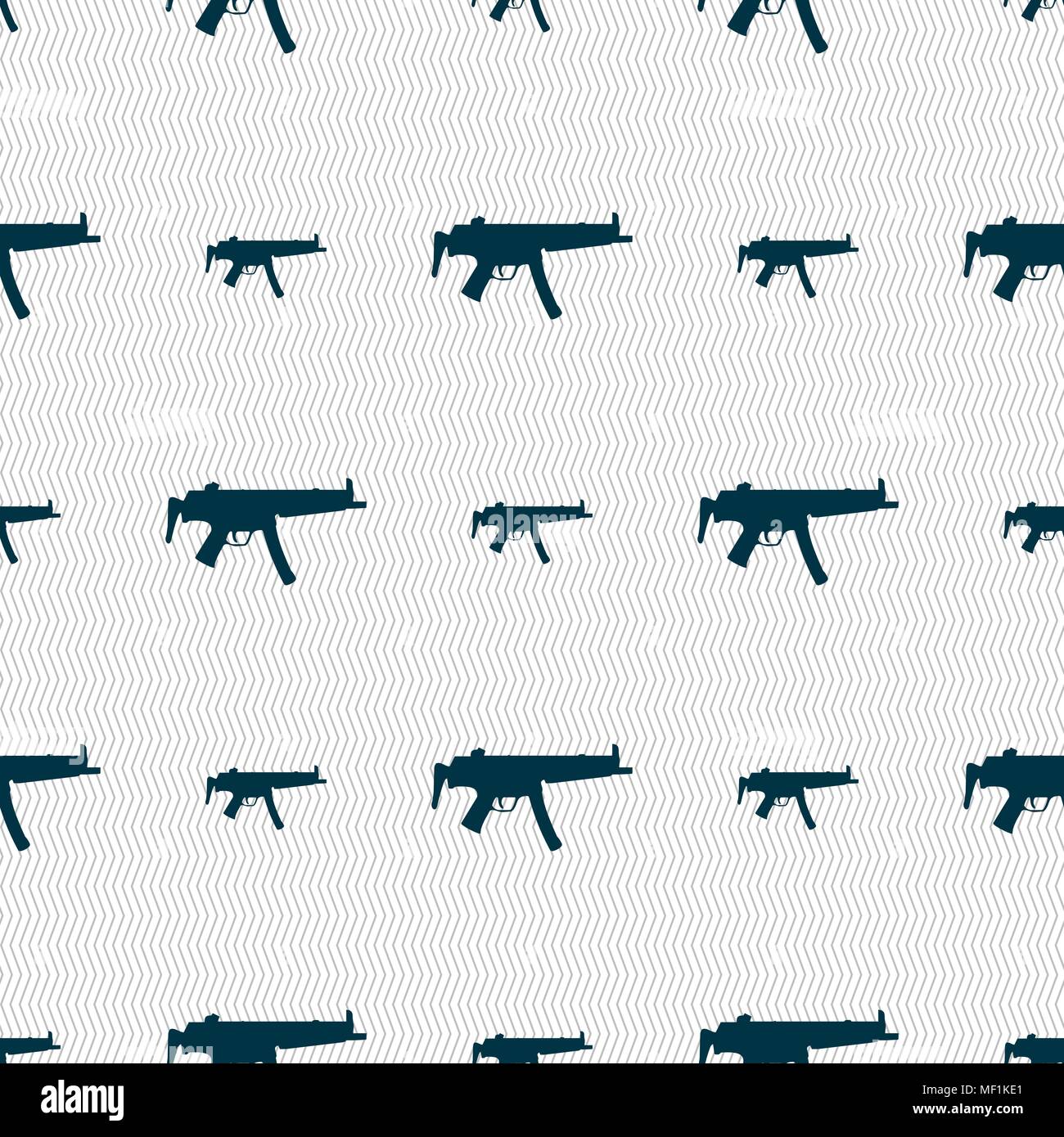 machine gun icon sign. Seamless pattern with geometric texture. Vector ...