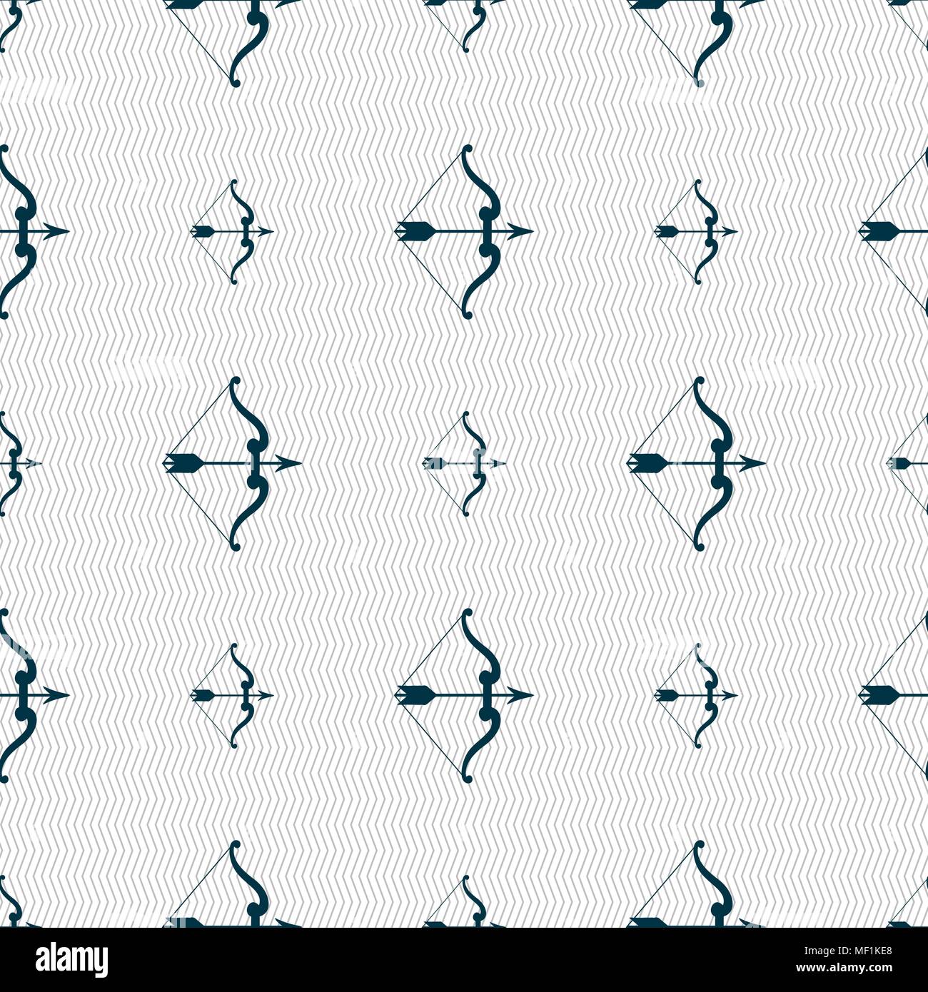bow and arrow icon sign. Seamless pattern with geometric texture. Vector illustration Stock Vector