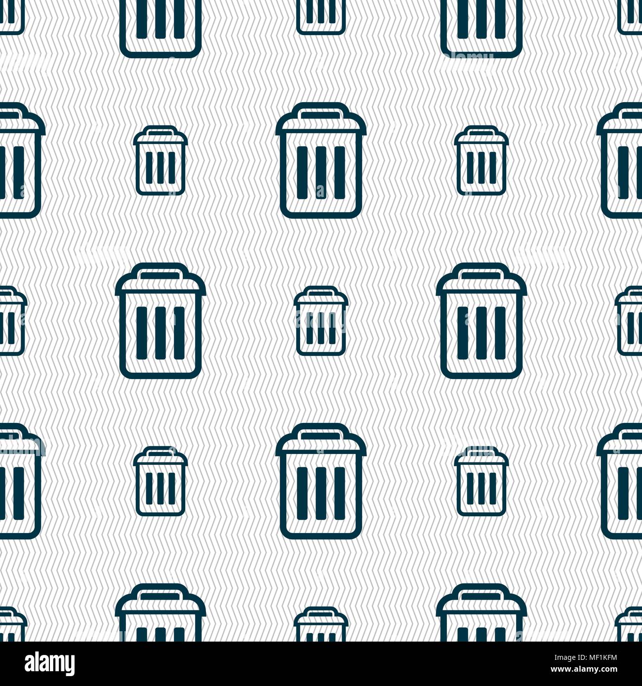 the trash icon sign. Seamless pattern with geometric texture. Vector illustration Stock Vector