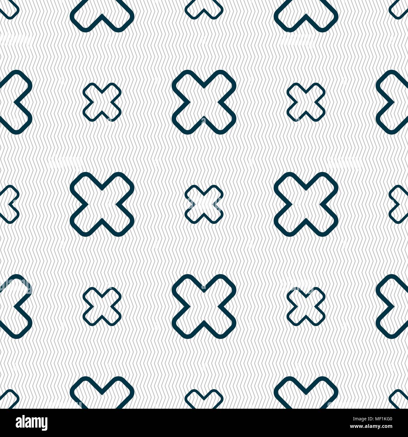Cancel icon sign. Seamless pattern with geometric texture. Vector illustration Stock Vector