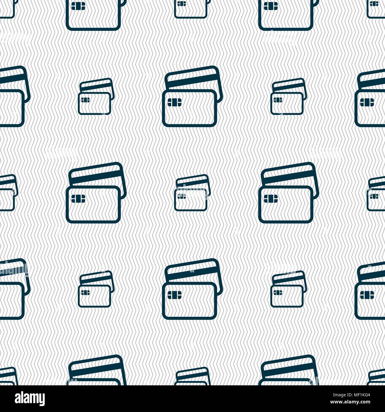 Credit card icon sign. Seamless pattern with geometric texture. Vector ...