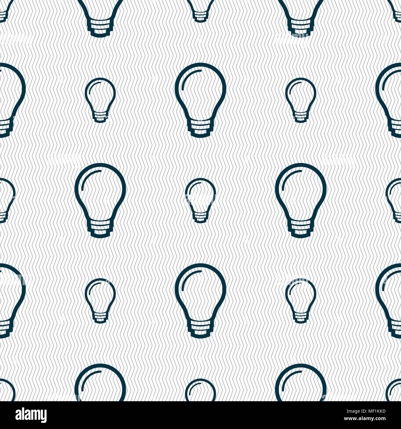 Light bulb icon sign. Seamless pattern with geometric texture. Vector illustration Stock Vector