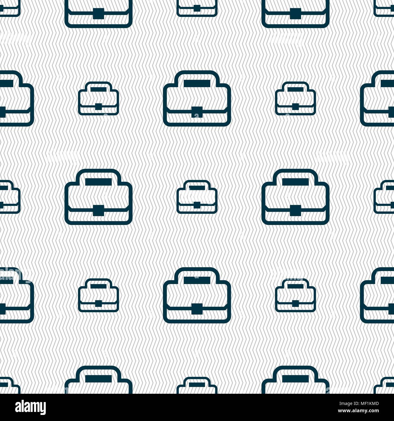 Briefcase icon sign. Seamless pattern with geometric texture. Vector illustration Stock Vector