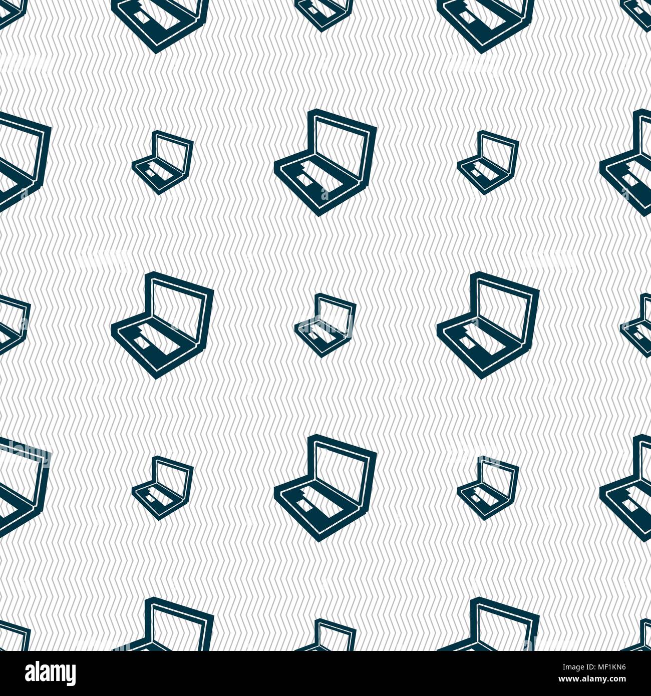 Laptop icon sign. Seamless pattern with geometric texture. Vector ...