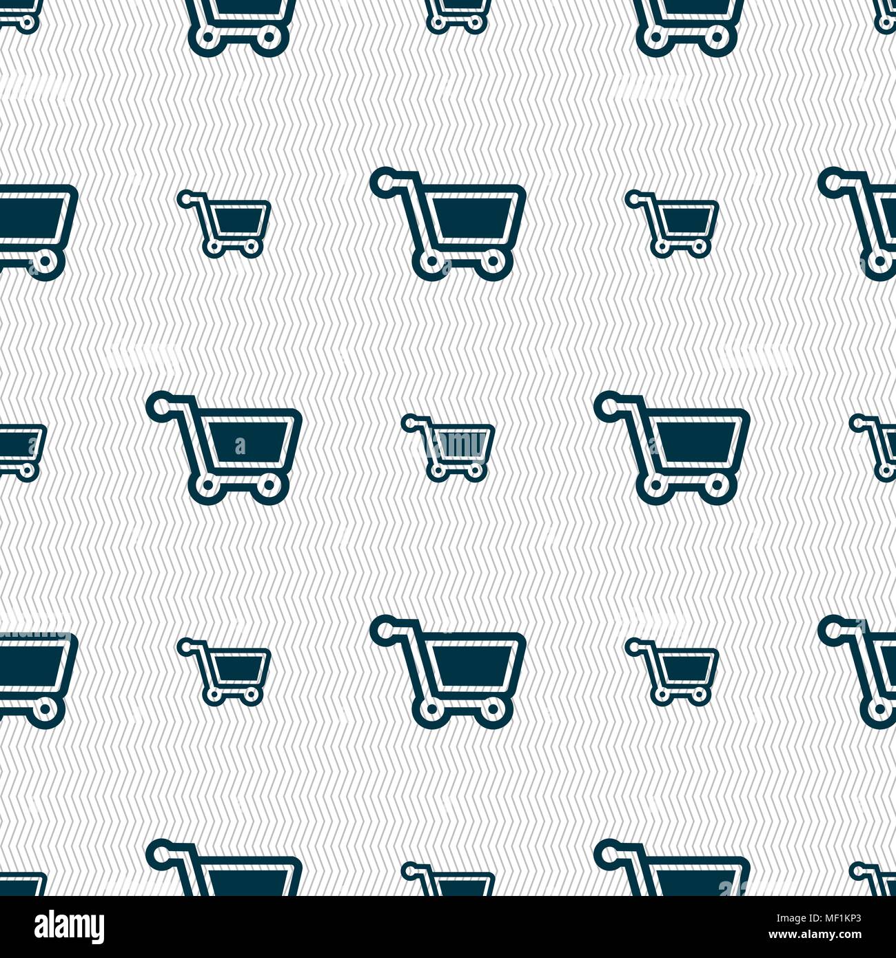 shopping cart icon sign. Seamless pattern with geometric texture. Vector illustration Stock Vector