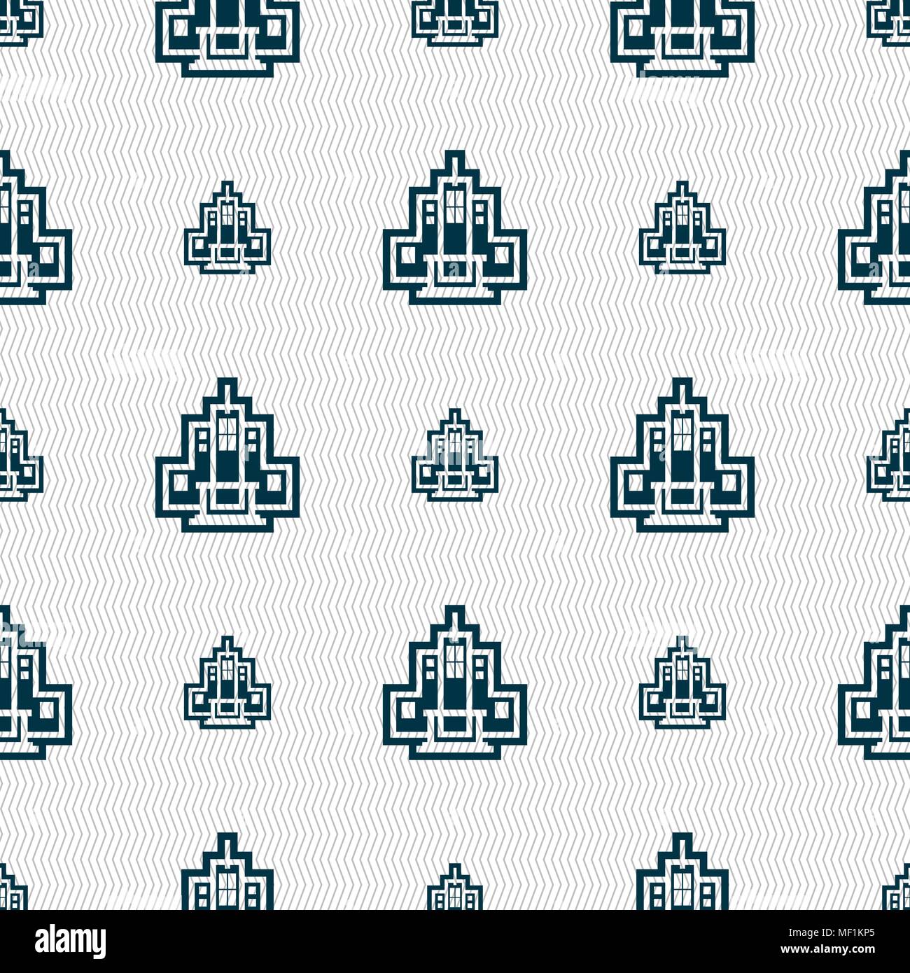 skyscraper icon sign. Seamless pattern with geometric texture. Vector ...