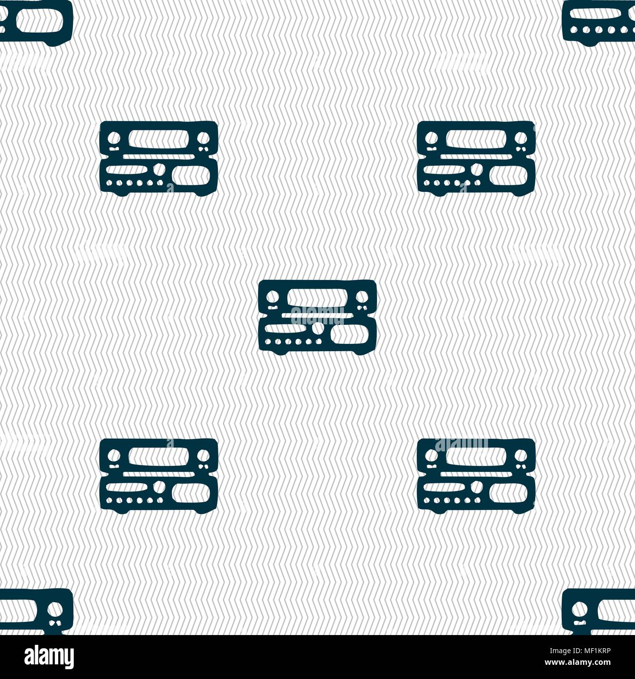 radio, receiver, amplifier icon sign. Seamless pattern with geometric texture. Vector illustration Stock Vector
