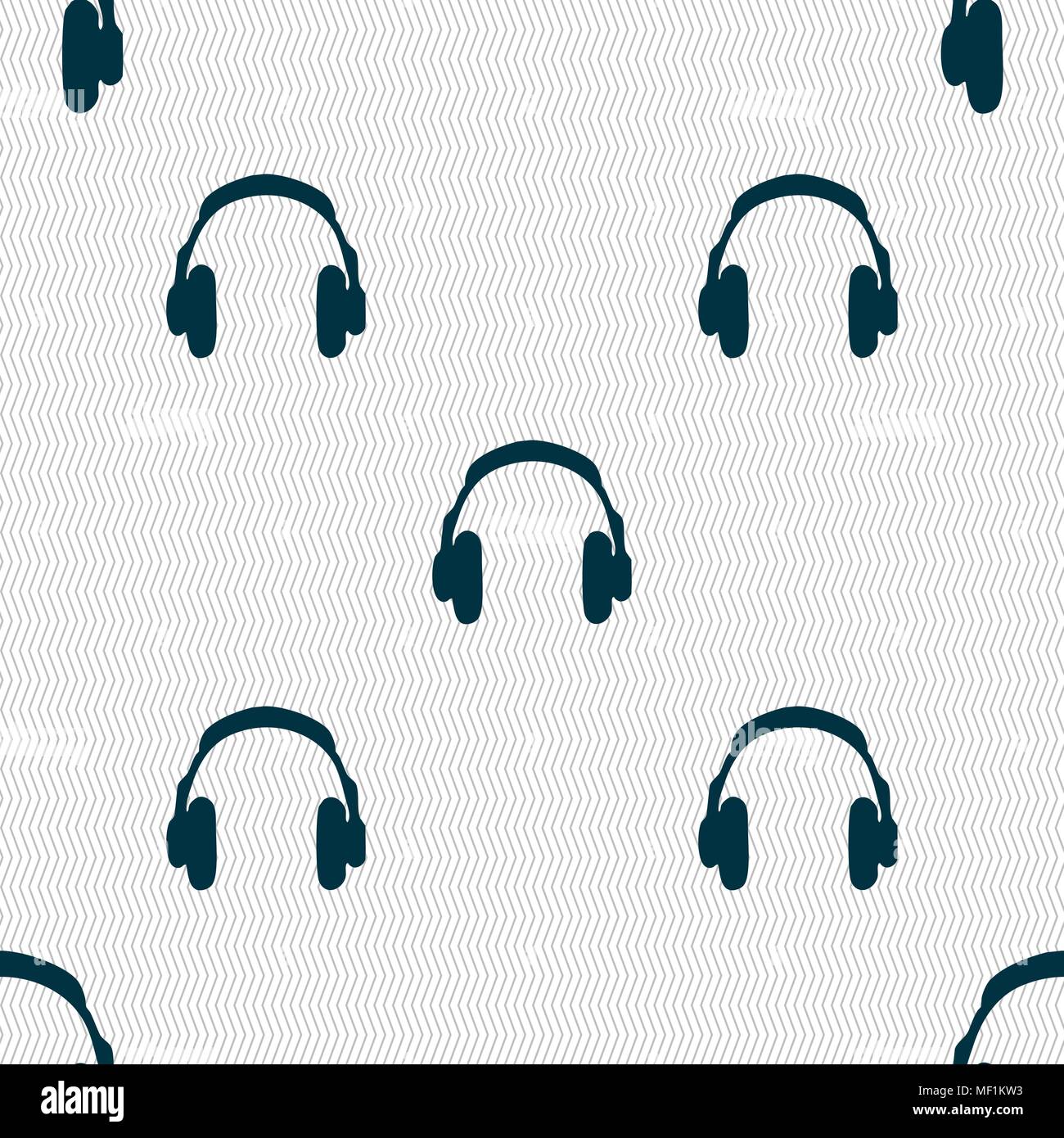 headsets icon sign. Seamless pattern with geometric texture. Vector illustration Stock Vector