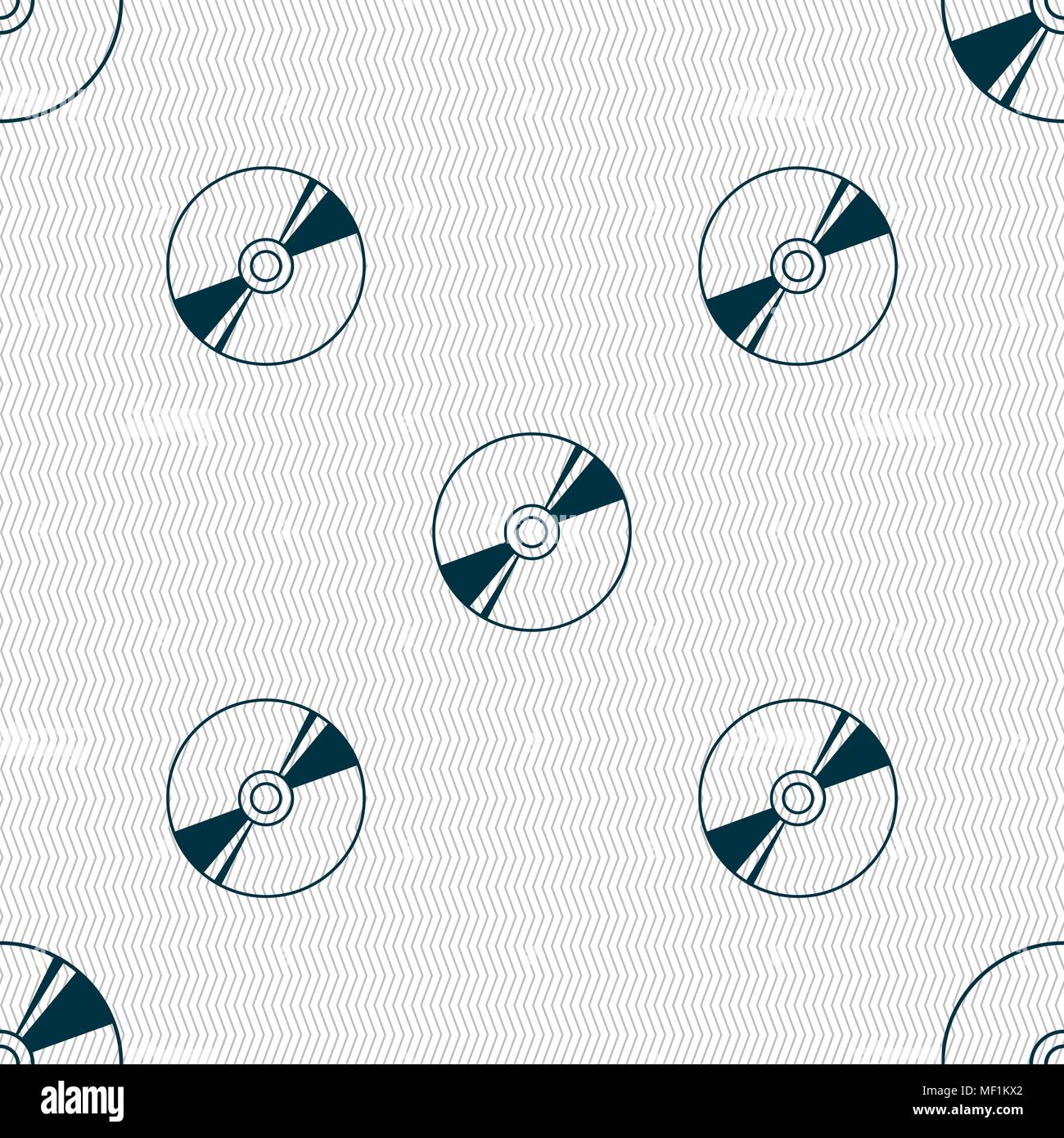 Cd, DVD, compact disk, blue ray icon sign. Seamless pattern with geometric texture. Vector illustration Stock Vector