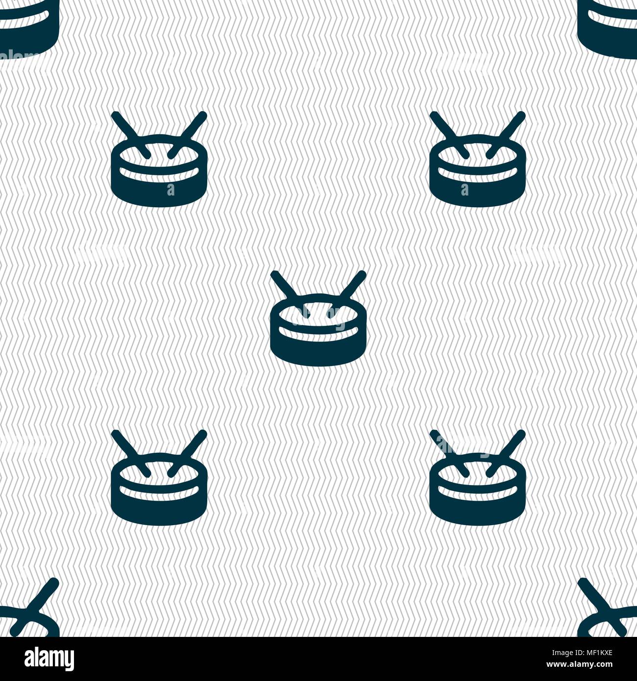 drum icon sign. Seamless pattern with geometric texture. Vector illustration Stock Vector