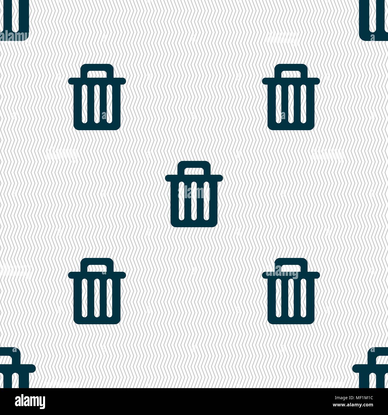 Recycle bin icon sign. Seamless pattern with geometric texture. Vector ...