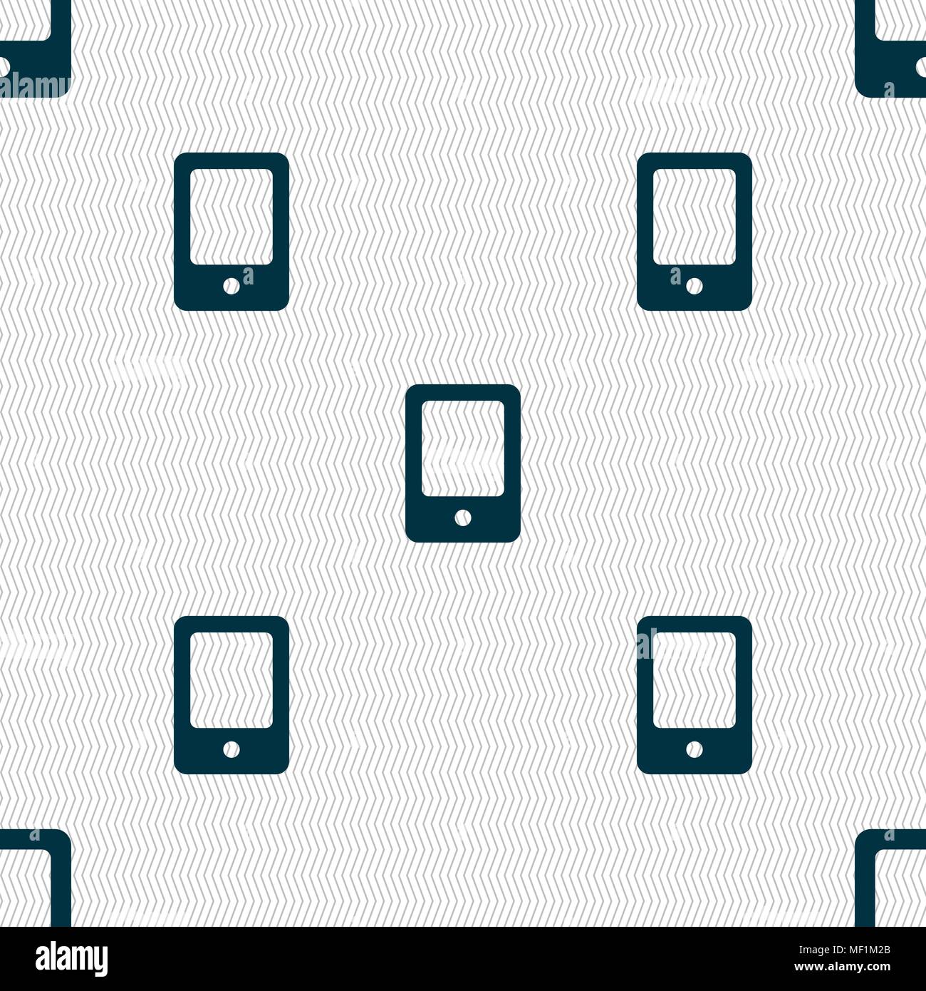 Tablet icon sign. Seamless pattern with geometric texture. Vector illustration Stock Vector