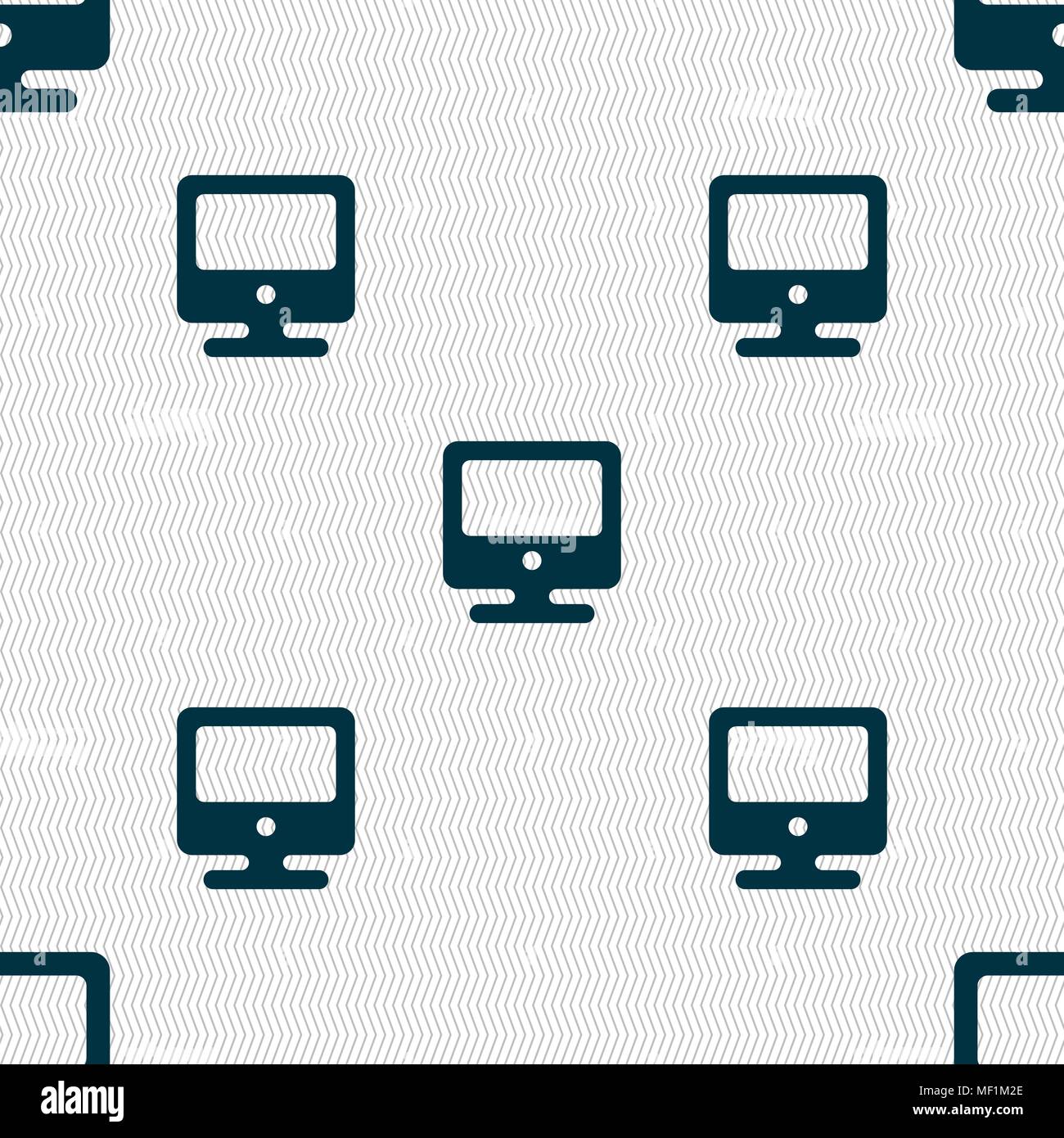 monitor icon sign. Seamless pattern with geometric texture. Vector illustration Stock Vector