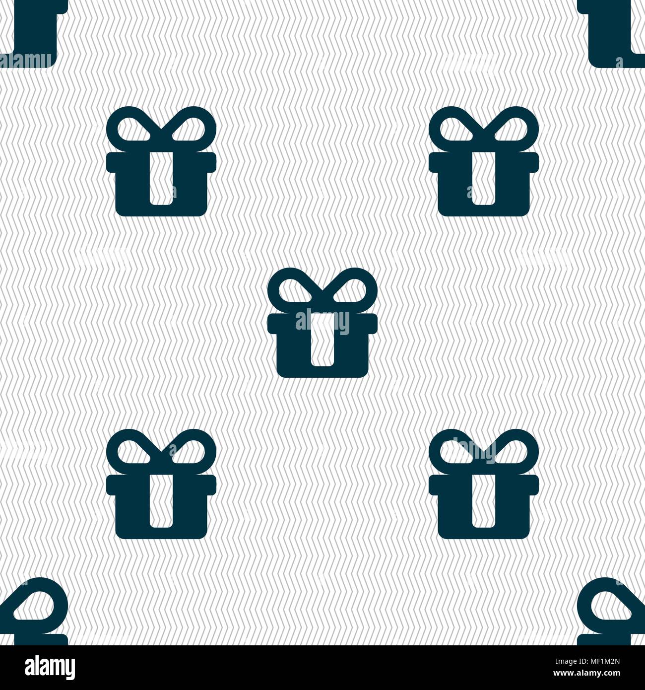 gift icon sign. Seamless pattern with geometric texture. Vector illustration Stock Vector