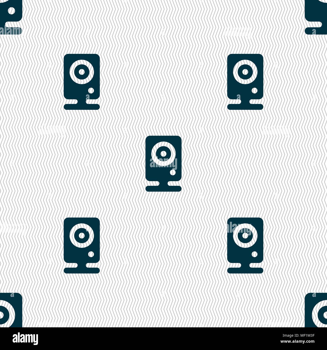 Web cam icon sign. Seamless pattern with geometric texture. Vector illustration Stock Vector