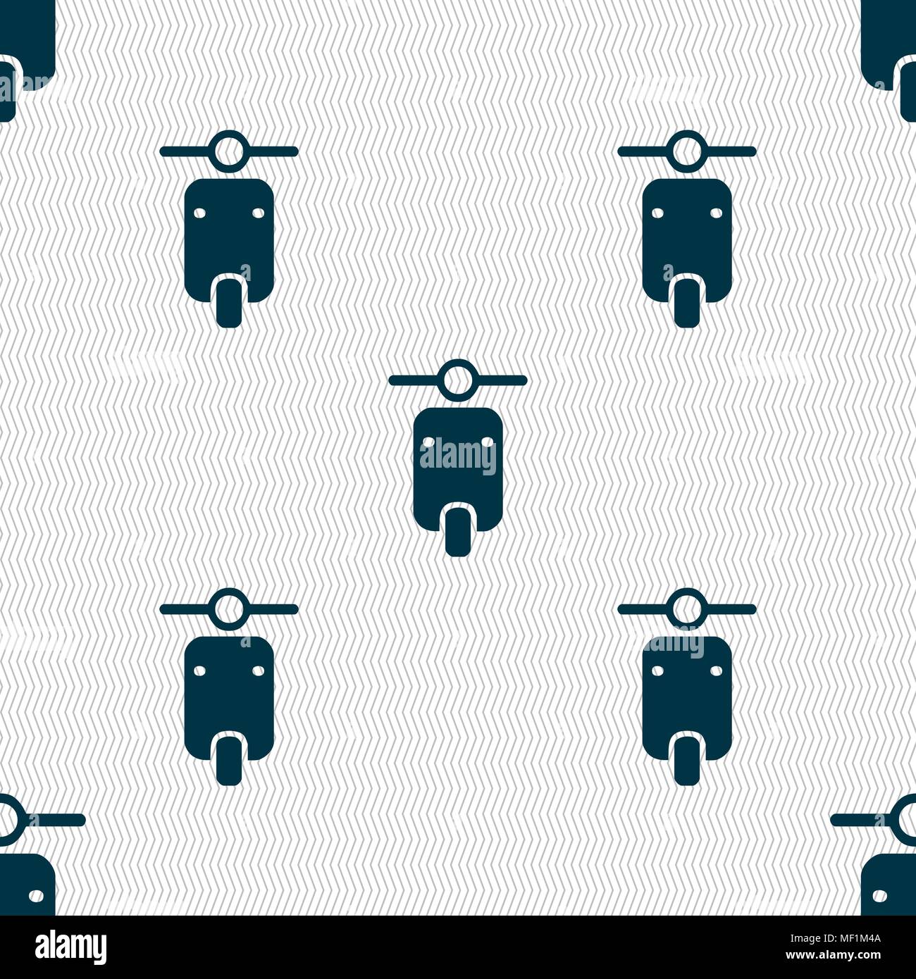 motorcycle icon sign. Seamless pattern with geometric texture. Vector illustration Stock Vector