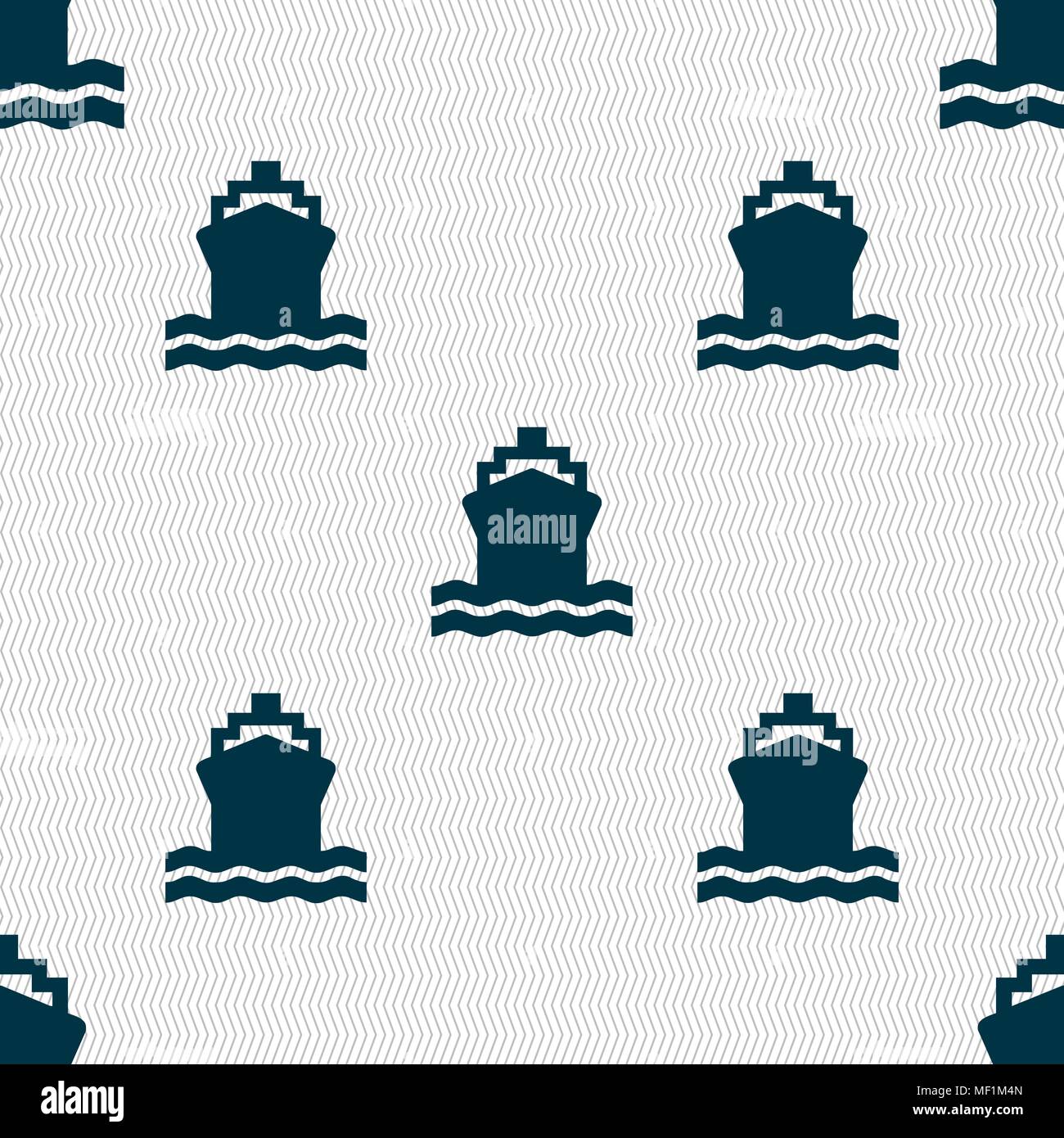 ship icon sign. Seamless pattern with geometric texture. Vector illustration Stock Vector